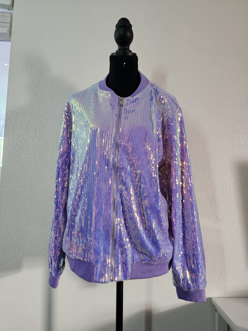 Kate & Mallory Lavender Sequin Bomber Jacket
